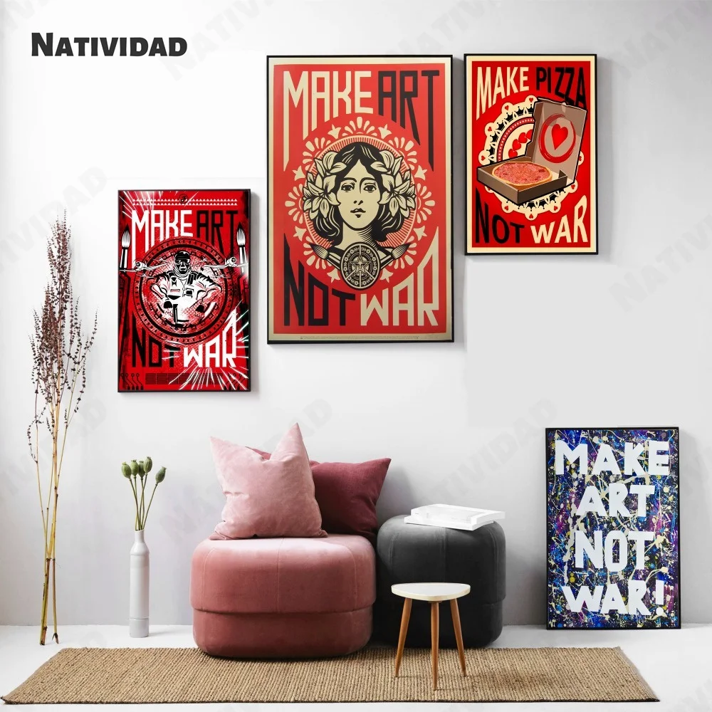 

European and American Retro Posters Reject War and Peace Goddess Oil Painting Murals Living Room Decoration Paintings
