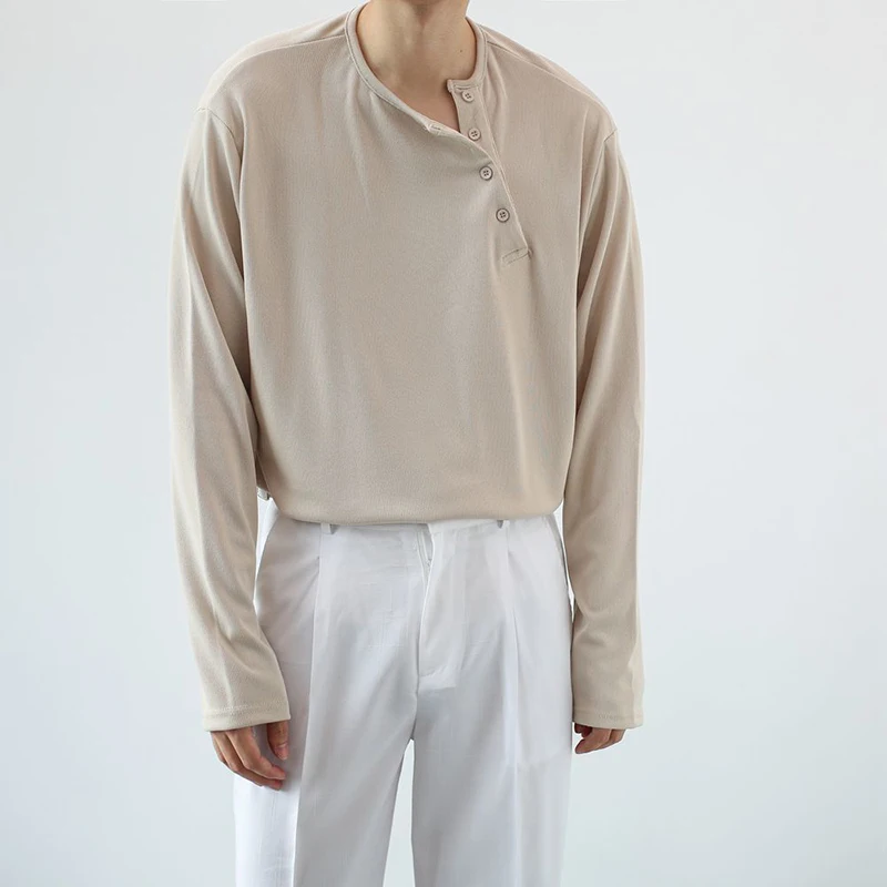 Autumn Korean Style Simplicity Diagonal Collar Fashion Long Sleeve Men T Shirts Loose Casual Clothing Oversized Punk Vintage Top
Autumn Korean Style Simplicity Diagonal Collar Fashion Long Sleeve Men T Shirts Loose Casual Clothing Oversized Punk Vintage Top