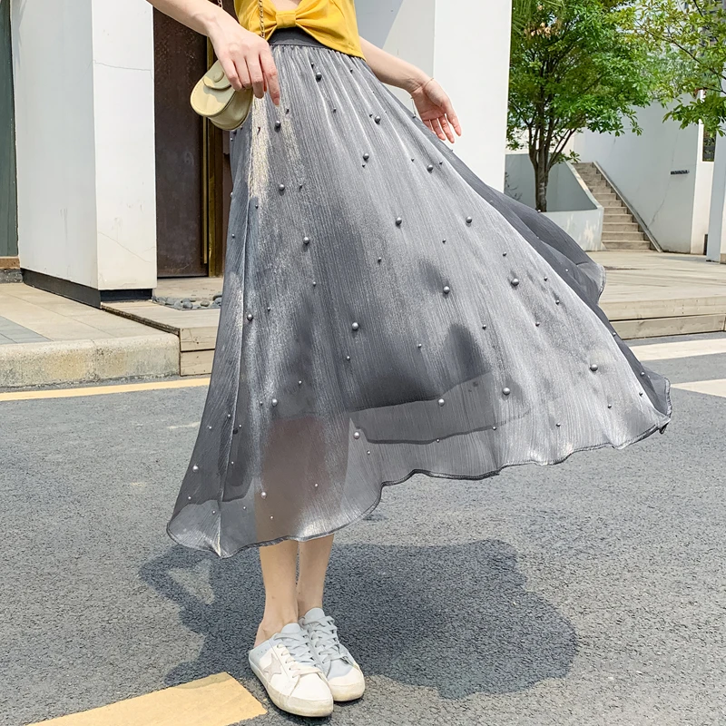 Beaded Chiffon Skirt Women's Summer Wear 2021 New Irregular Pleated Mid-Length A- Line Large Swing Skirts Jupe Student
Beaded Chiffon Skirt Women's Summer Wear 2021 New Irregular Pleated Mid-Length A- Line Large Swing Skirts Jupe Student