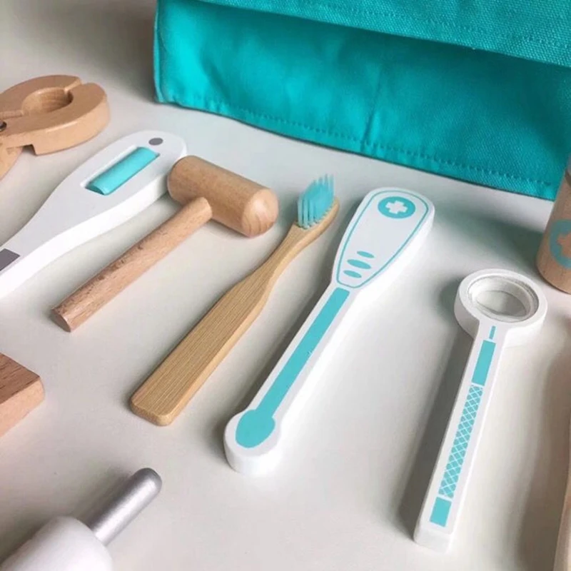 18Pcs Children Wooden Pretend Dentist Toolbox Simulation Tool Educational Toy Playset with Stethoscope for Kids
18Pcs Children Wooden Pretend Dentist Toolbox Simulation Tool Educational Toy Playset with Stethoscope for Kids