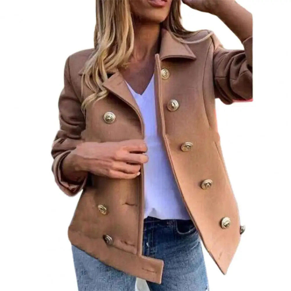 2021 Classic Turn-down Collar Women Coat Double Breasted Autumn Winter Solid Color Slim Fit Warm Suit Coat Outerwear for Date 
2021 Classic Turn-down Collar Women Coat Double Breasted Autumn Winter Solid Color Slim Fit Warm Suit Coat Outerwear for Date