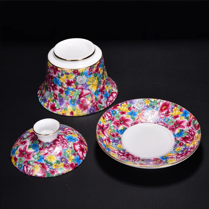 240ml Jingdezhen Porcelain Gaiwan Hand Painted Flowers Enamel Kung Fu Tea Set Master Tea Bowls Drinkware Teaware Teapot Office
240ml Jingdezhen Porcelain Gaiwan Hand Painted Flowers Enamel Kung Fu Tea Set Master Tea Bowls Drinkware Teaware Teapot Office