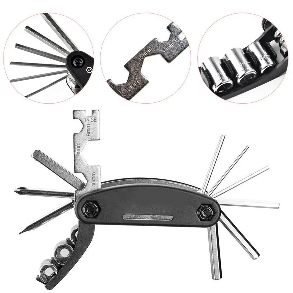 Bicycle Repair Combination Tool 16-in-one Mountain Road Bike Multi-function Folding Tire Repair Wrench Set
Bicycle Repair Combination Tool 16-in-one Mountain Road Bike Multi-function Folding Tire Repair Wrench Set