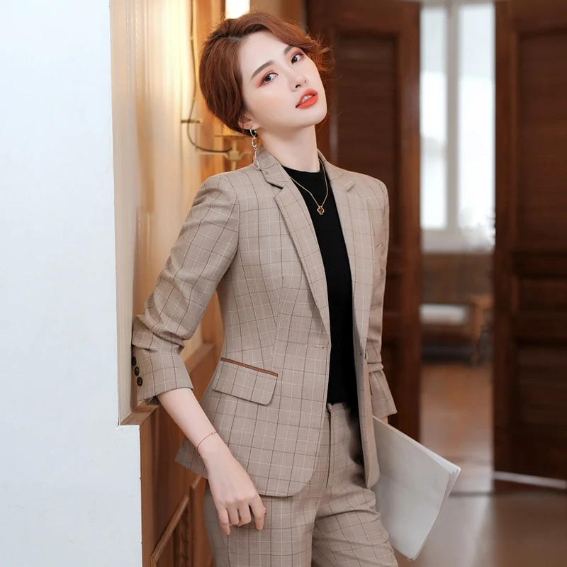 2021 Women's jacket Long Sleeve Khaki Plaid Coat OL Styles Spring Fall Blazers Jackets for Women Lady Office Blazer Outwear Tops
2021 Women's jacket Long Sleeve Khaki Plaid Coat OL Styles Spring Fall Blazers Jackets for Women Lady Office Blazer Outwear Tops