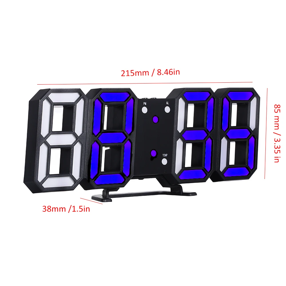 3D светодиодный цифровой будильник настенные часы настольные 24/12 с календарем