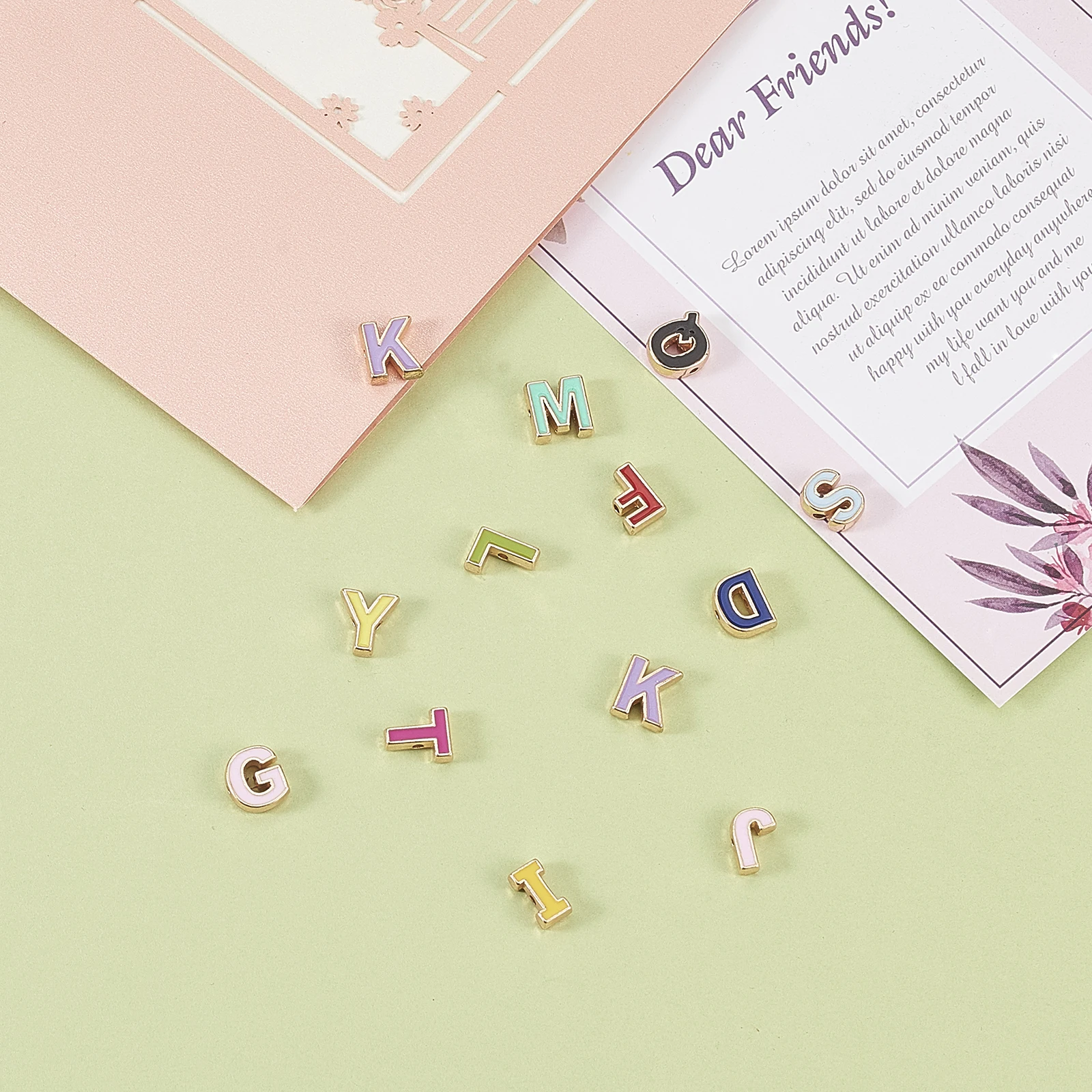 50Pcs Colorful Alloy Enamel Slide Charms Alphabet Letter A~Z Pendants Beads for Jewelry DIY Earrings Necklace Bracelet Making
50Pcs Colorful Alloy Enamel Slide Charms Alphabet Letter A~Z Pendants Beads for Jewelry DIY Earrings Necklace Bracelet Making