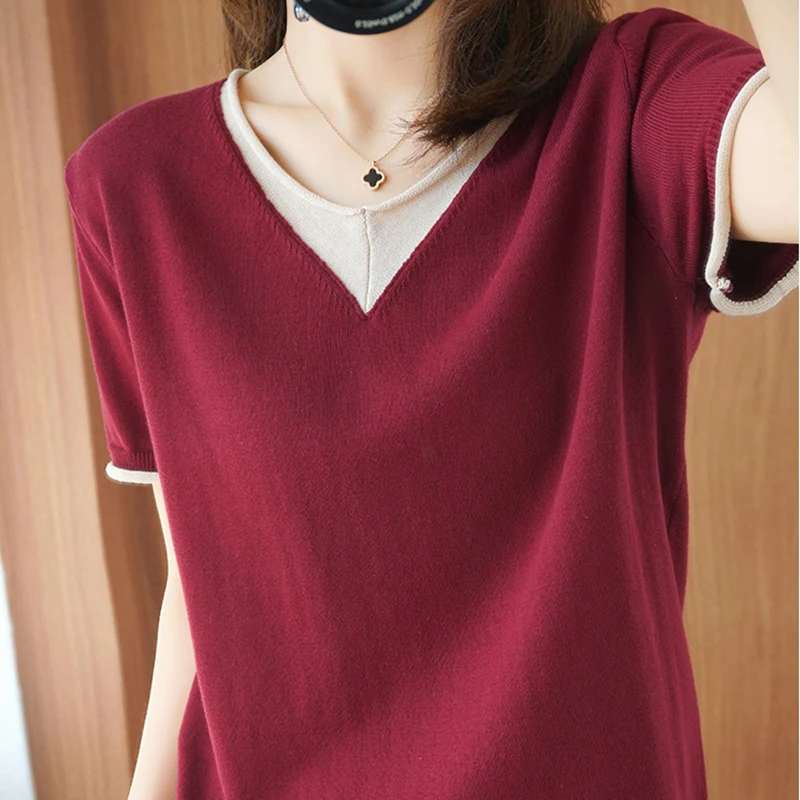 Knitted T-shirts Loose Women Tops O-neck Korea Female Tshirt Short Sleeve Tshirt Women Casual Clothes New 8 Colour
Knitted T-shirts Loose Women Tops O-neck Korea Female Tshirt Short Sleeve Tshirt Women Casual Clothes New 8 Colour