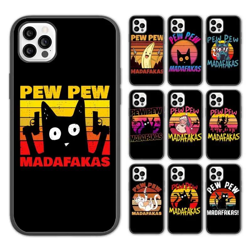Black Cat Pew Pew Madafakas Phone Case For iPhone 13 12 11 pro max mini x xs xr 7 8 5 se plus soft Cover Fundas
Black Cat Pew Pew Madafakas Phone Case For iPhone 13 12 11 pro max mini x xs xr 7 8 5 se plus soft Cover Fundas
