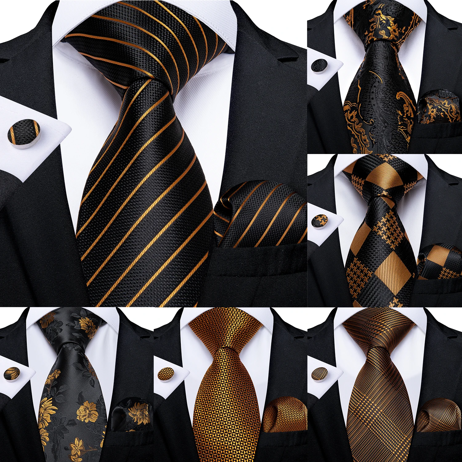 

Модный мужской галстук роскошный золотой синий черный полосатый Шелковый Свадебный галстук Пейсли для мужчин дизайнерские запонки Hanky под...