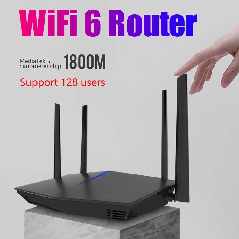 WiFi 6 Router 1800Mbps 2.4G/5.8G 802.11Ax Wireless Gaming Router with 5XGigabit Port for Home Office 128 Users(US Plug)
WiFi 6 Router 1800Mbps 2.4G/5.8G 802.11Ax Wireless Gaming Router with 5XGigabit Port for Home Office 128 Users(US Plug)