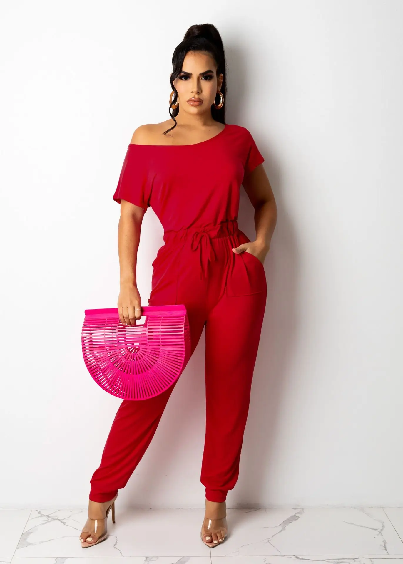 Casaul Women Jumpsuit Bandage With Poacket Slash Neck Solid Color Streetwear Long Romper Women Jumpsuit Outfit
Casaul Women Jumpsuit Bandage With Poacket Slash Neck Solid Color Streetwear Long Romper Women Jumpsuit Outfit