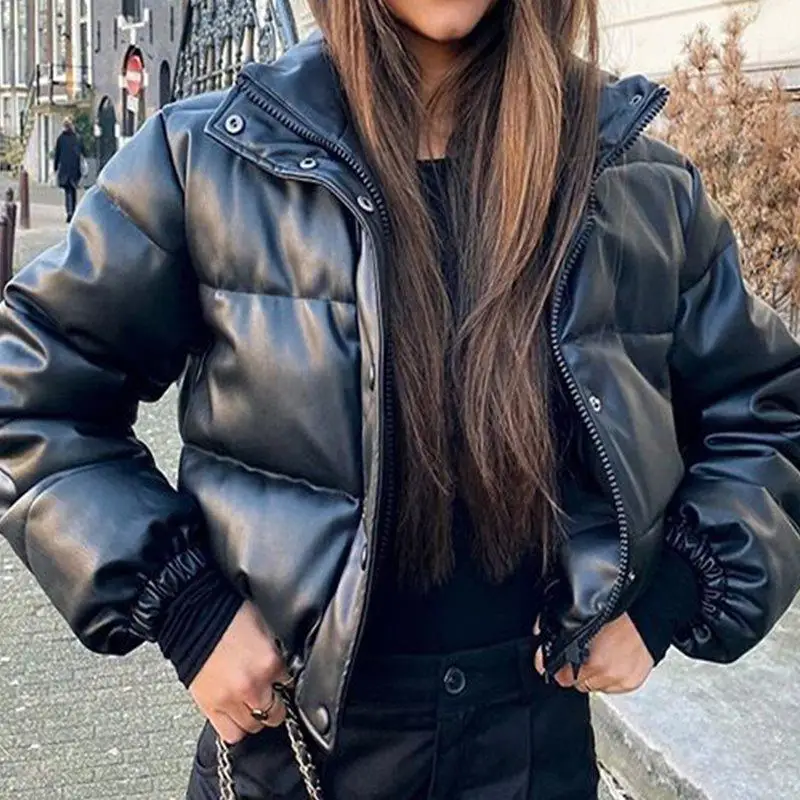 Brand New Women 2021 Winter Thick Zipper Cotton Jacket Solid Stand Collar PU Leather Casual Short Coat
Brand New Women 2021 Winter Thick Zipper Cotton Jacket Solid Stand Collar PU Leather Casual Short Coat