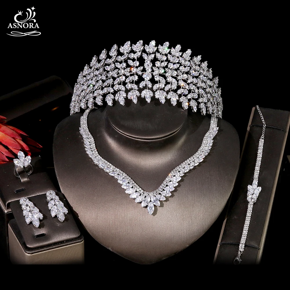 Hot Sale Luxury 5 Piece Jewelry Set CZ Necklace Earrings Bracelet Ring Headdress Dubai Jewelry for Women's Wedding T0941
Hot Sale Luxury 5 Piece Jewelry Set CZ Necklace Earrings Bracelet Ring Headdress Dubai Jewelry for Women's Wedding T0941
