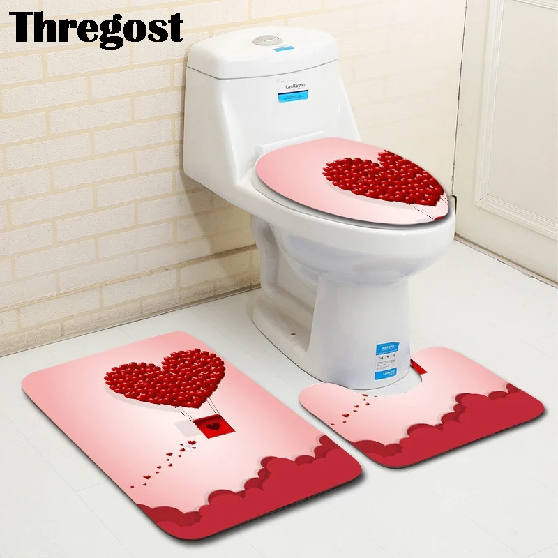 Thregost 3Pcs Bathroom Mat Set Floor Rugs Valentine's Day Print Flannel Toilet Seat Cover Bath Rugs for Home Bathroom
Thregost 3Pcs Bathroom Mat Set Floor Rugs Valentine's Day Print Flannel Toilet Seat Cover Bath Rugs for Home Bathroom