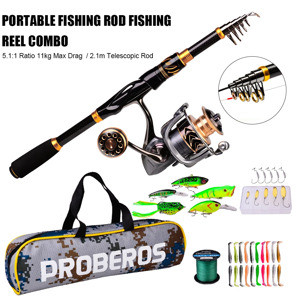 Portable Fishing Rod Fishing Reel Combo 5.1:1 Ratio 11kg Max Drag 2.1m Telescopic Rod Kit Fishing Lures Hooks with Storage Bag
Portable Fishing Rod Fishing Reel Combo 5.1:1 Ratio 11kg Max Drag 2.1m Telescopic Rod Kit Fishing Lures Hooks with Storage Bag