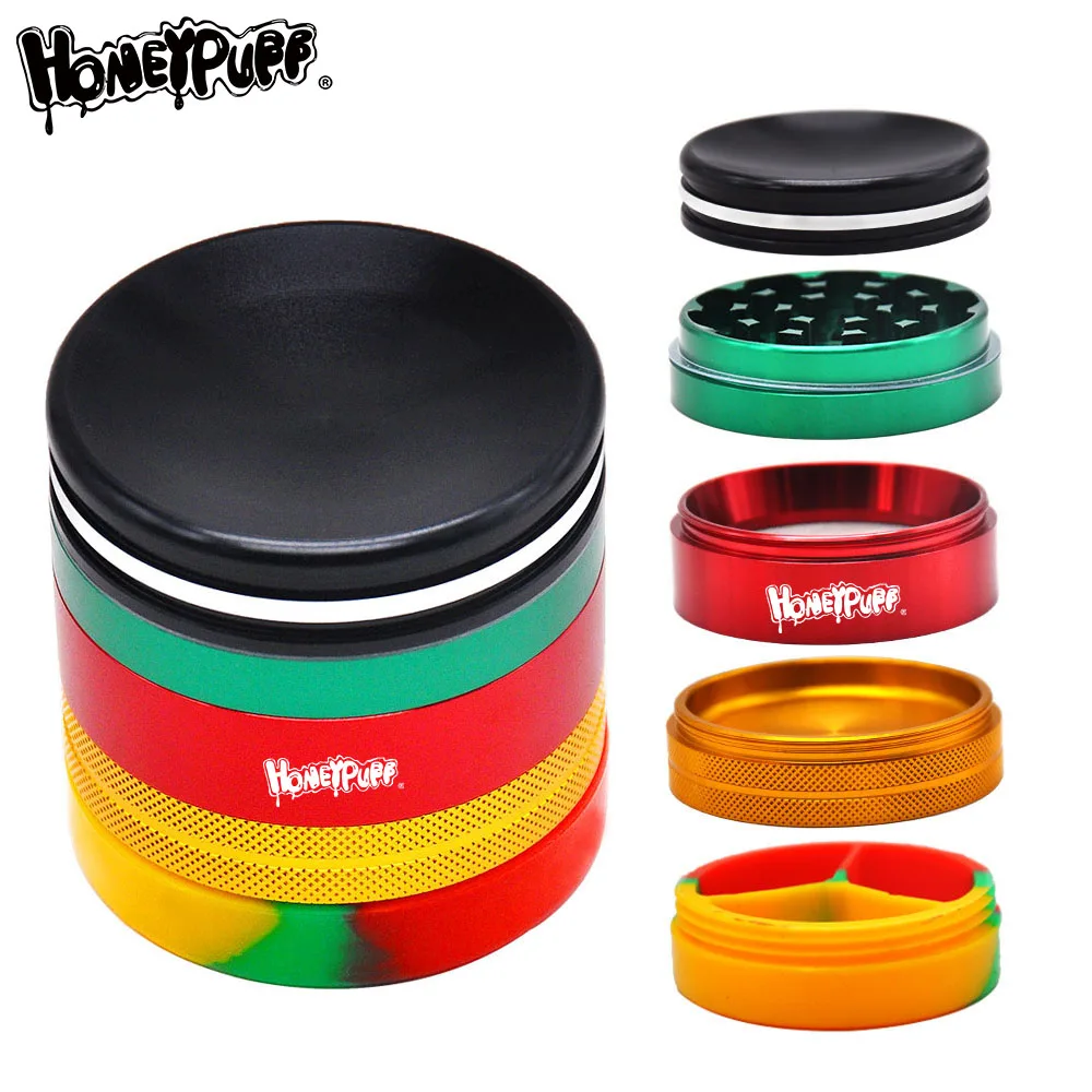 HONEYPUFF 63MM 5 Layers Aluminum Smoking Grinder with Silicone Storage Jar Metal Rasta Tobacco Grinder Herbal Crusher
HONEYPUFF 63MM 5 Layers Aluminum Smoking Grinder with Silicone Storage Jar Metal Rasta Tobacco Grinder Herbal Crusher