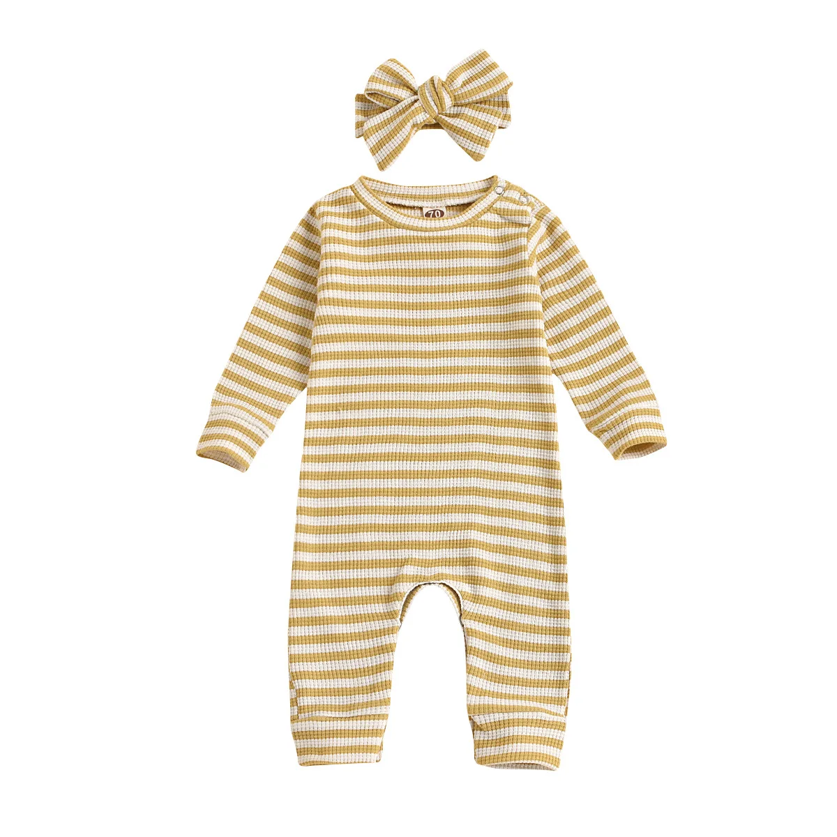 2021 Newborn 0-18M Baby Boy Girl Striped Jumpsuit Casual Fall Clothing Stripe Print Long Sleeve Soft Cotton Romper Headband 2pcs
2021 Newborn 0-18M Baby Boy Girl Striped Jumpsuit Casual Fall Clothing Stripe Print Long Sleeve Soft Cotton Romper Headband 2pcs