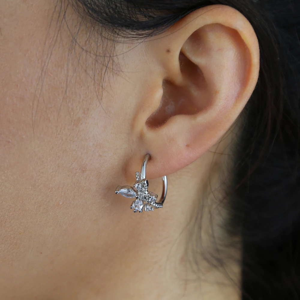 Gold Color 5A Cubic Zirconia CZ Circle Hoop Cute Lovely Animal Butterfly Hoop Earring For Girl
Gold Color 5A Cubic Zirconia CZ Circle Hoop Cute Lovely Animal Butterfly Hoop Earring For Girl