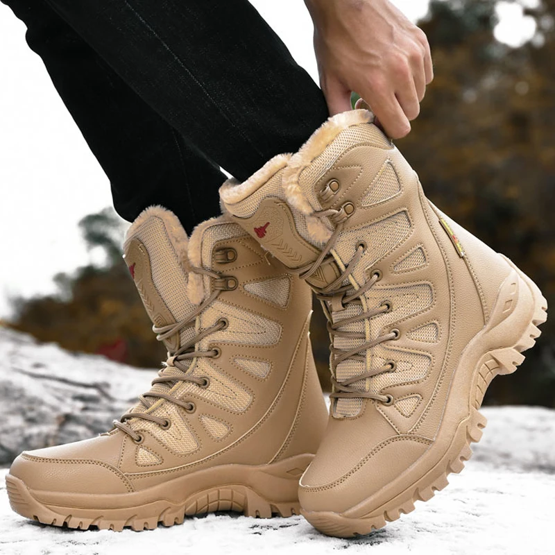 Мужские зимние ботинки для пустыни, плюшевые теплые зимние ботинки, уличные тактические ботинки, походная обувь, армейские ботинки, хлопков... 
Мужские зимние ботинки для пустыни, плюшевые теплые зимние ботинки, уличные тактические ботинки, походная обувь, армейские ботинки, хлопков...