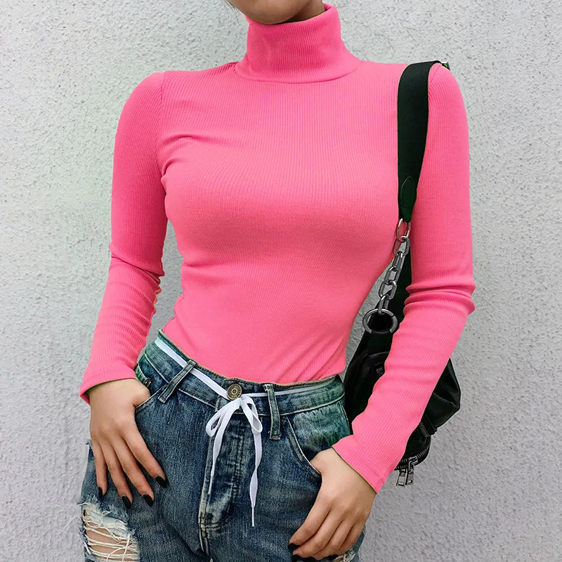 Женский трикотажный свитер-водолазка с длинным рукавом | Женская одежда