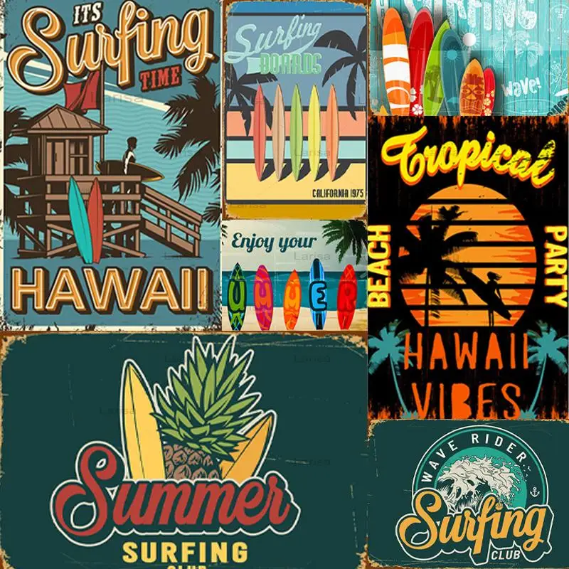 Vintage Hawaii Surf Time Metal Tin Signs Wall Art Painting Plate Seaside Beach Poster Plaque for Bar Pub Club Surf Shop Decor
Vintage Hawaii Surf Time Metal Tin Signs Wall Art Painting Plate Seaside Beach Poster Plaque for Bar Pub Club Surf Shop Decor