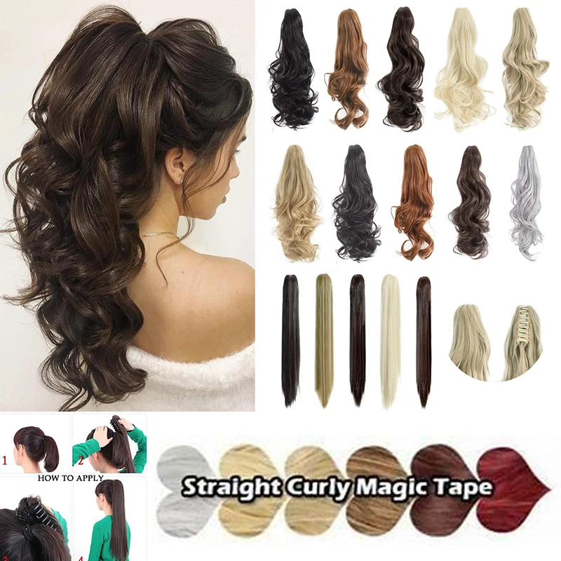 

1pcs Claw Ponytail Hair Extension 18" 22'' Straight Curly Wavy Clip In Pony Tails Extensions Long Hairpiece for Women