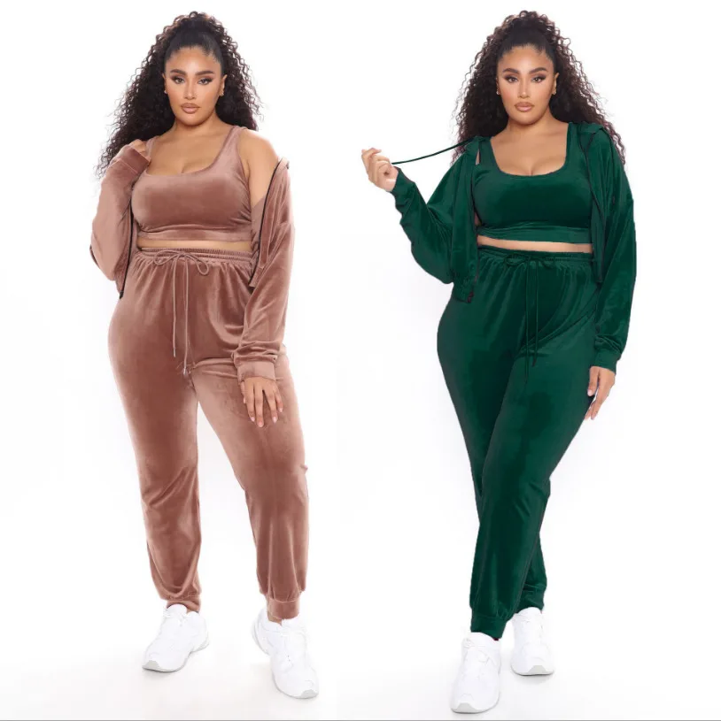 SHZQ Hot Selling Women Pure Color Pleuche Three Piece Sets Casual Short Vest + Lace-up Sport Pants Hooded Coats Autumn Tracksuit
SHZQ Hot Selling Women Pure Color Pleuche Three Piece Sets Casual Short Vest + Lace-up Sport Pants Hooded Coats Autumn Tracksuit