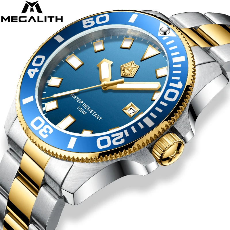MEGALITH Лидирующий бренд, Роскошные мужские часы, модные водонепроницаемые кварцевые часы, мужские полностью нержавеющие аналоговые часы, ... 
MEGALITH Лидирующий бренд, Роскошные мужские часы, модные водонепроницаемые кварцевые часы, мужские полностью нержавеющие аналоговые часы, ...