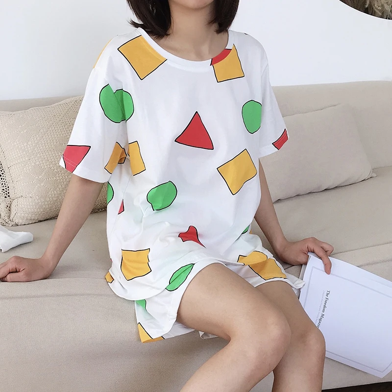 Short Sleeve Pajamas Set for Women Cotton Sleepwear 2Pcs Nightwear Sinchan Pyjamas Pijama Cute Print Home Suit Lounge Wear
Short Sleeve Pajamas Set for Women Cotton Sleepwear 2Pcs Nightwear Sinchan Pyjamas Pijama Cute Print Home Suit Lounge Wear