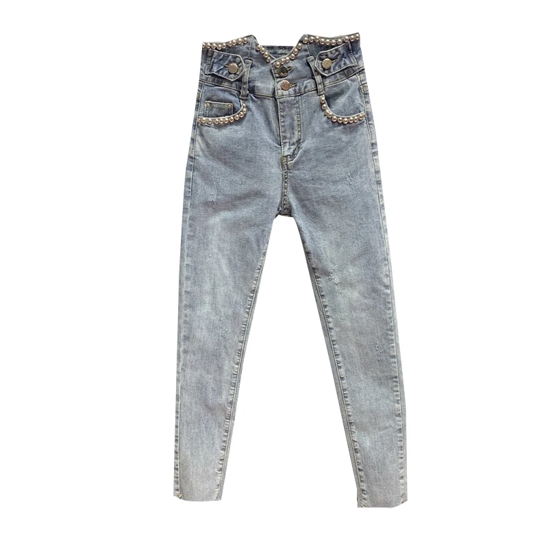 2020 Spring Summer Jeans New Women High Waist Rivet Beaded Harem Cropped Jeans Pants Slim Denim Pencil Trousers Spodnie Damskie
2020 Spring Summer Jeans New Women High Waist Rivet Beaded Harem Cropped Jeans Pants Slim Denim Pencil Trousers Spodnie Damskie