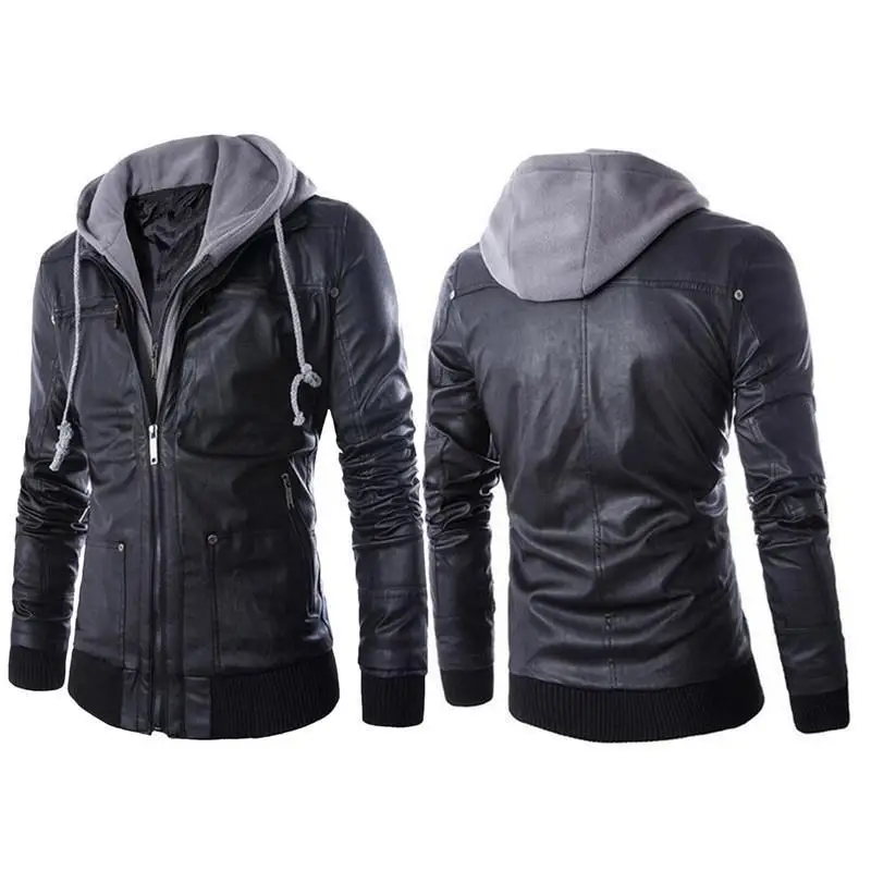 Men's PU Leather Hooded Jacket Slim Biker Motorcycle Hoodie Coat Outerwear Winter
Men's PU Leather Hooded Jacket Slim Biker Motorcycle Hoodie Coat Outerwear Winter