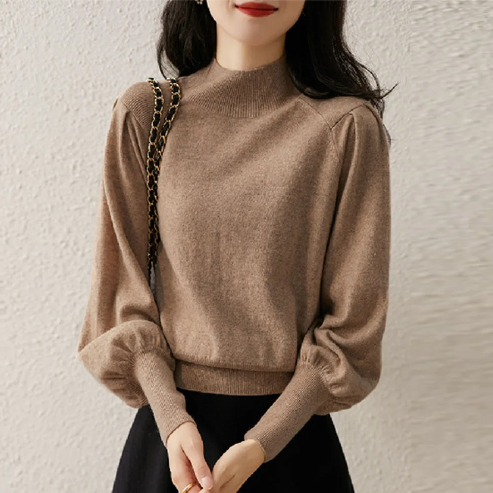 Women's Pullover Gentle And Soft Solid Color Multicolor Lantern Sleeve Half Turtleneck Wool Cashmere Sweater Female Autumn Top
Women's Pullover Gentle And Soft Solid Color Multicolor Lantern Sleeve Half Turtleneck Wool Cashmere Sweater Female Autumn Top