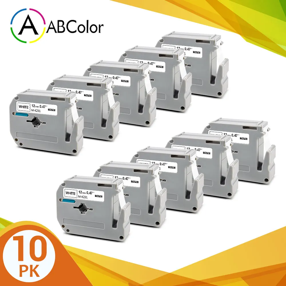 

A ABCOLOR 12mm MK 231 labels for Brother P touch Label Printer mk label tape MK231 MK-231 M-K231 mk-131 mk-431 531 631 731 tape