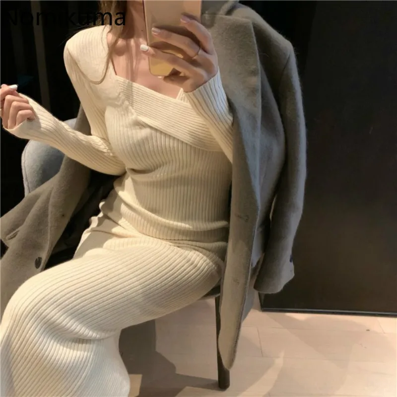 KUSAHIKI Sweater Dress Women Slim Split Long Sleeve V-neck Korean Elegant Knitted Dresses 2021 New Stretch Vestidos Femme 6C624
KUSAHIKI Sweater Dress Women Slim Split Long Sleeve V-neck Korean Elegant Knitted Dresses 2021 New Stretch Vestidos Femme 6C624