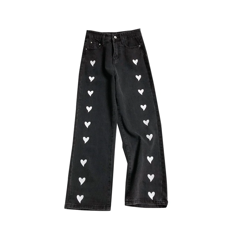 2021 Spring and Summer New Love Printed Denim High-waisted Loose and Thin Straight Wide-leg Pants Nine-point Pants Women
2021 Spring and Summer New Love Printed Denim High-waisted Loose and Thin Straight Wide-leg Pants Nine-point Pants Women