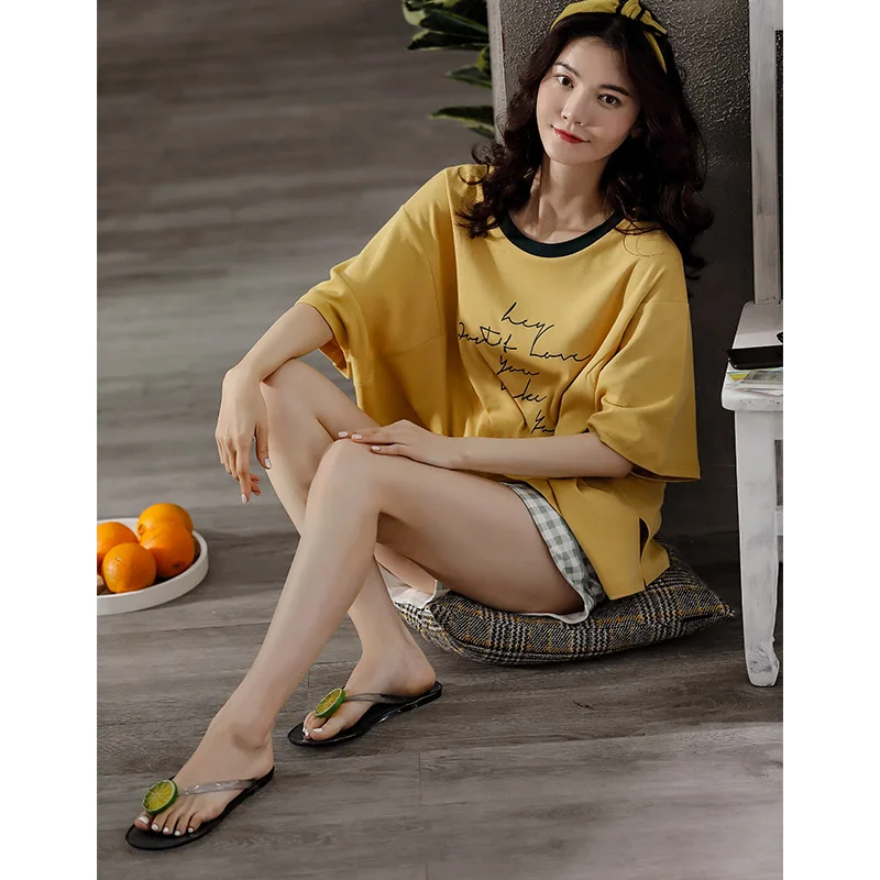 Quality Pajamas Women's Summer Cotton Short Sleeve Women's Casual Home Wear Nuisette Camisones Para Dormir Robe De Nuit
Quality Pajamas Women's Summer Cotton Short Sleeve Women's Casual Home Wear Nuisette Camisones Para Dormir Robe De Nuit