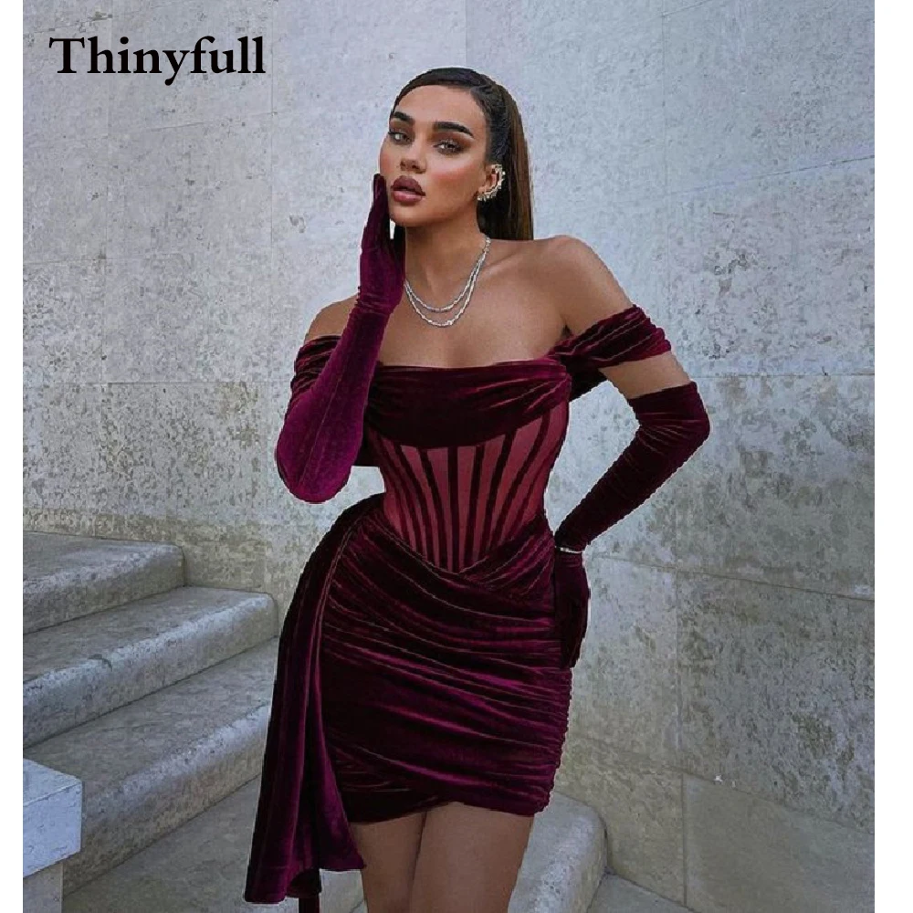 New Sexy Wine Red Short Mini Evening Dresses Velvet No Glove Strapless Formal Party Gowns Formal Night Dress Robe de mariee 2022
New Sexy Wine Red Short Mini Evening Dresses Velvet No Glove Strapless Formal Party Gowns Formal Night Dress Robe de mariee 2022