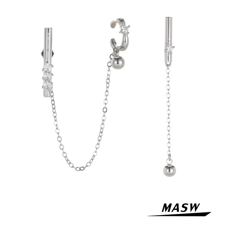 MASW Original Design Asymmetrical Dangle Earrings Hip Hop Style Brass Metal Silvery Plating Chain Bead Drop Earring Jewelry Gift
MASW Original Design Asymmetrical Dangle Earrings Hip Hop Style Brass Metal Silvery Plating Chain Bead Drop Earring Jewelry Gift