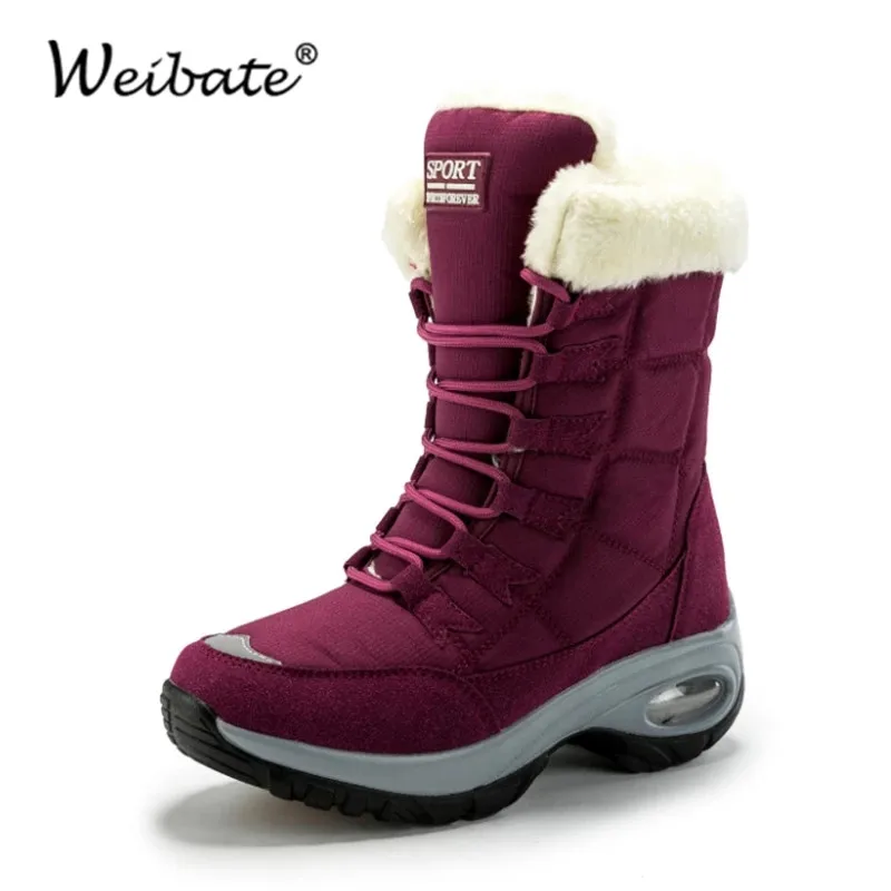 WEIBATE Women Boots Winter Keep Warm Quality Mid-Calf Snow Boots Ladies Lace-up Comfortable Waterproof Booties Chaussures Female 
WEIBATE Women Boots Winter Keep Warm Quality Mid-Calf Snow Boots Ladies Lace-up Comfortable Waterproof Booties Chaussures Female
