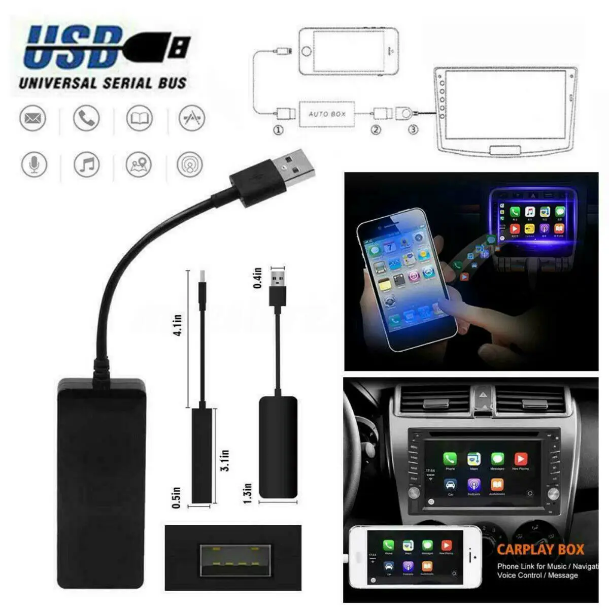 12V Smart Link USB Dongle для Apple iOS CarPlay Android автомобильный навигационный плеер экран