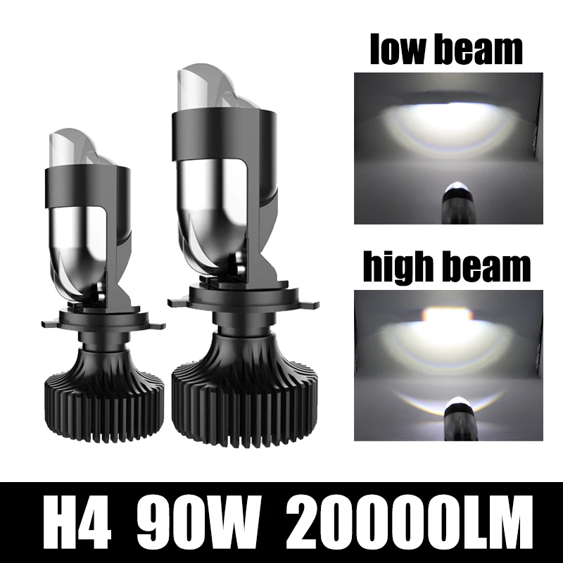 

New Canbus 90W/Pair Lamp H4 LED Mini Projector Lens Automobles Bulb 20000LM Conversion Kit Hi/Lo Beam Headlight 9V-80V RHD LHD