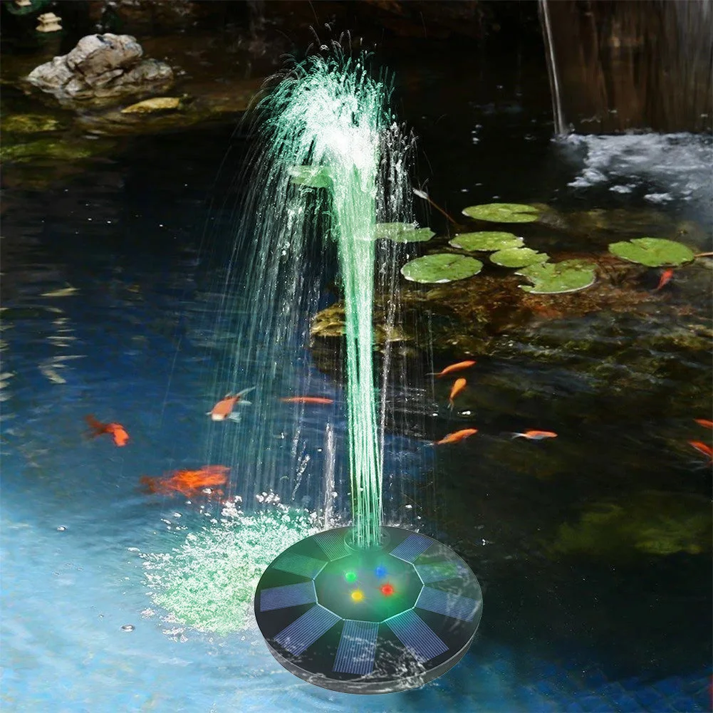 Плавающий фонтан на солнечной батарее 5 В/1 4 Вт с насадками | Дом и сад