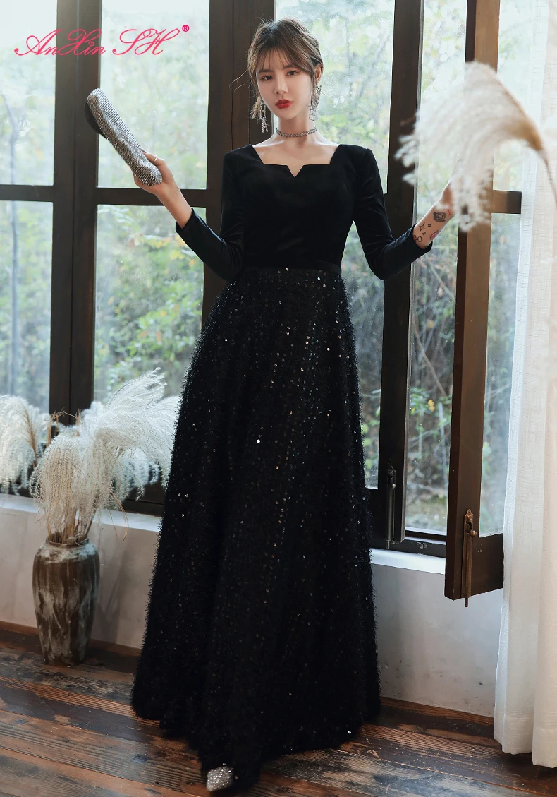 AnXin SH Princess sweetheart velvet black lace sparkly long evening dress vintage party host long sleeve little black dress
AnXin SH Princess sweetheart velvet black lace sparkly long evening dress vintage party host long sleeve little black dress