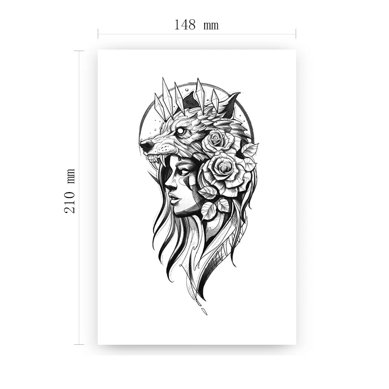 Fashion Women Temporary Tattoo Sticker Black Wolf Tattoo Waterproof Peony Rose Design Tattoos Girl Arm Body Art Sexy Fake Tattoo
Fashion Women Temporary Tattoo Sticker Black Wolf Tattoo Waterproof Peony Rose Design Tattoos Girl Arm Body Art Sexy Fake Tattoo