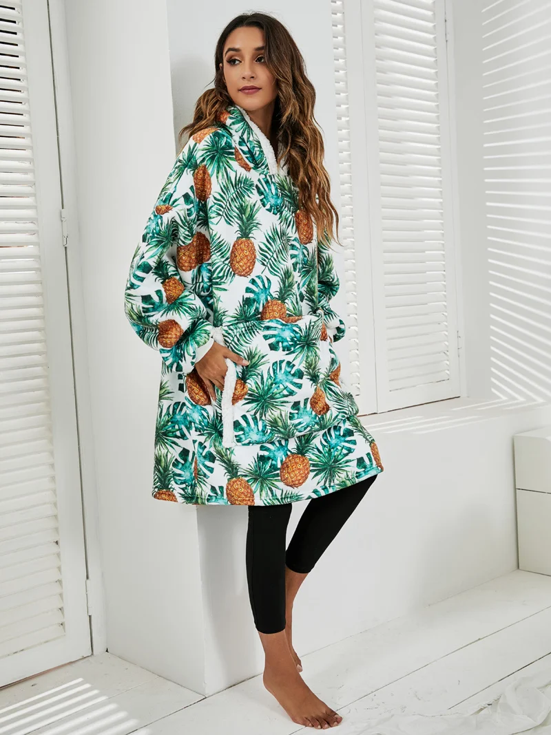 Sepduvon Women Printed Pajamas Thicken Hooded Sleepwear Long Sleeves Winter Warm Homewear Adult Lazy Robes with Pocket 2021 New
Sepduvon Women Printed Pajamas Thicken Hooded Sleepwear Long Sleeves Winter Warm Homewear Adult Lazy Robes with Pocket 2021 New
