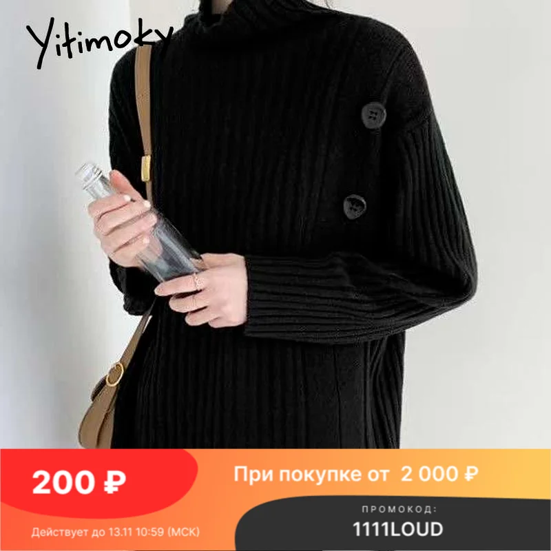 Пуловер Yitimoky с высоким воротником, черный свитер для женщин, сезон осень-зима 2021, повседневный модный вязаный джемпер с Боковым Разрезом и д...
Пуловер Yitimoky с высоким воротником, черный свитер для женщин, сезон осень-зима 2021, повседневный модный вязаный джемпер с Боковым Разрезом и д...