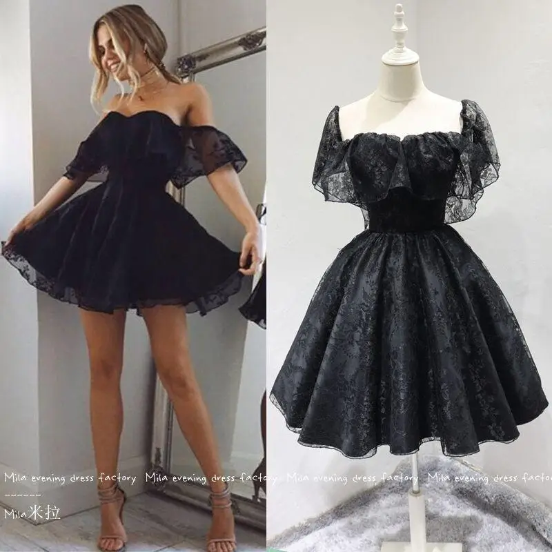 Black 2020 Elegant Short Cocktail Dresses A-line Off the Shoulder Lace Party Gowns Plus Size Homecoming Dresses robe de soriee
Black 2020 Elegant Short Cocktail Dresses A-line Off the Shoulder Lace Party Gowns Plus Size Homecoming Dresses robe de soriee