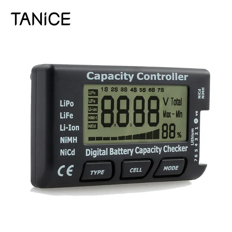 TANiCE High Quality LCD Battery Capacity Voltage Checker Digital Battery Capacity Controller Tester For LiPo LiFe Li-Ion NiMH
TANiCE High Quality LCD Battery Capacity Voltage Checker Digital Battery Capacity Controller Tester For LiPo LiFe Li-Ion NiMH