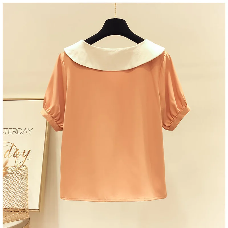 2021 Summer New Women Korean Fashion Turn-down Collar Single-breasted Chiffon Shirt Solid Color Pullover Blouse Blusa Y729
2021 Summer New Women Korean Fashion Turn-down Collar Single-breasted Chiffon Shirt Solid Color Pullover Blouse Blusa Y729