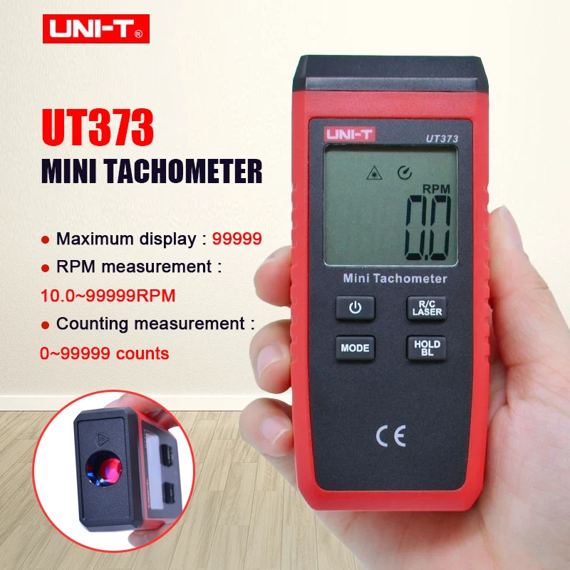 

UNI-T UT373 Digital Tachometer Non-Contact Mini 10-99999 RPM Speed Meter Auto Range UT371 UT372 LCD Backlight тахометр